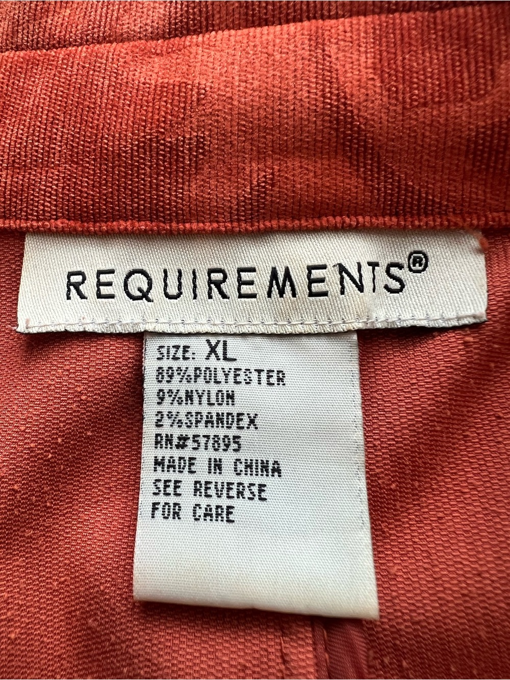 Requirements Burnt Orange Scroll Print Open Front Jacket Blazer XL Stretch - Picture 3 of 8